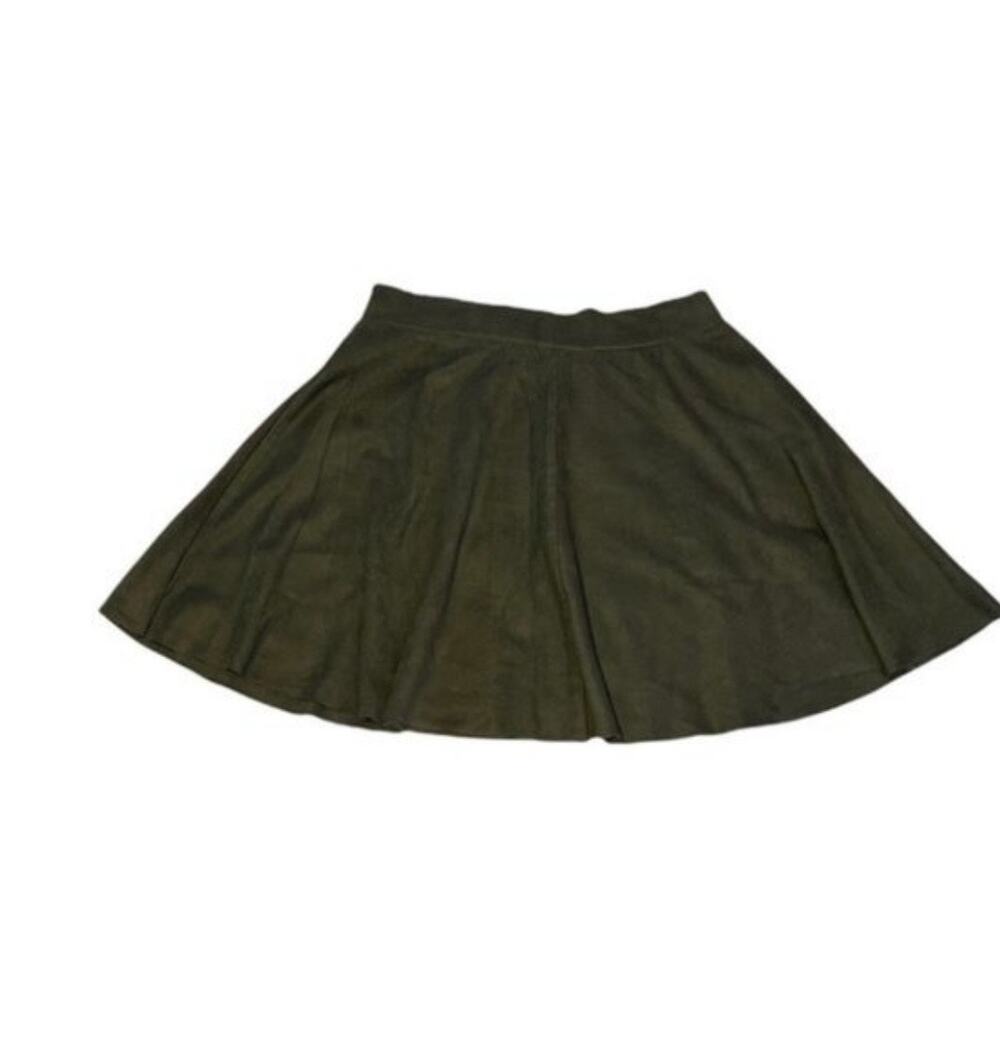 Full Tilt Olive Green Suede Skater Skirt Size S Casual Fall Winter Mini A-Line
